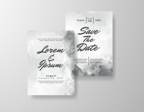 Wedding invitation with abstract splash watercolor