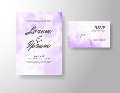 Wedding invitation with abstract splash watercolor