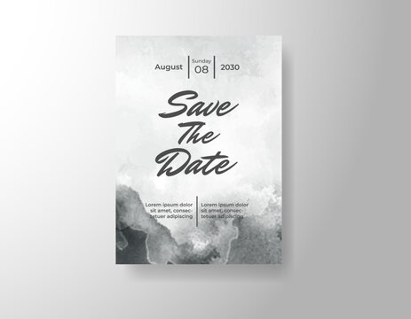 Wedding invitation with abstract splash watercolor