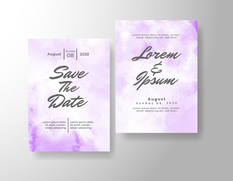 Wedding invitation with abstract splash watercolor