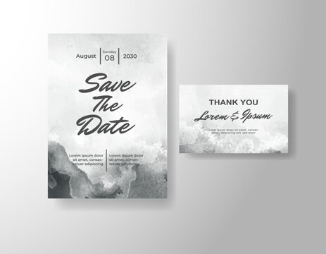 Wedding invitation with abstract splash watercolor