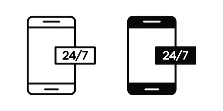 24 7 support icon - Vector design set
