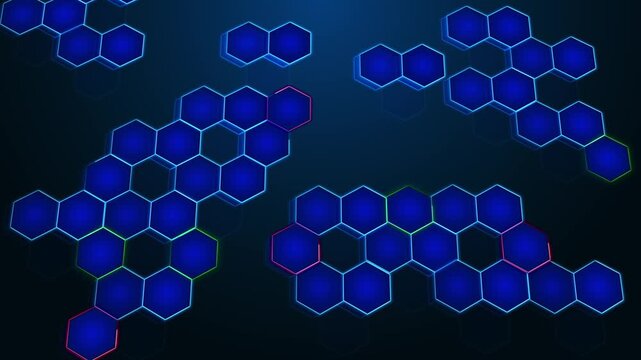 Futuristic High-tech hexagons honeycomb surface Hexagonal Harmony Digital Technology information technology Abstract background of waving hexagons surface concept. hexagon wave. Science, technology,