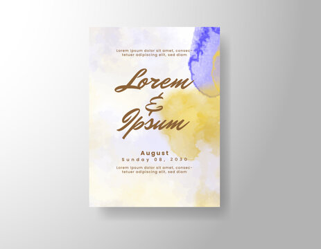 Wedding invitation with abstract splash watercolor