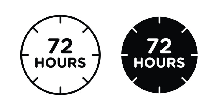 72 hours icon - Vector design set
