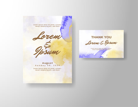 Wedding invitation with abstract splash watercolor