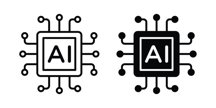 AI processor chip icon - Vector design set