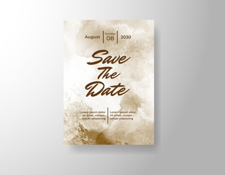 Wedding invitation with abstract splash watercolor