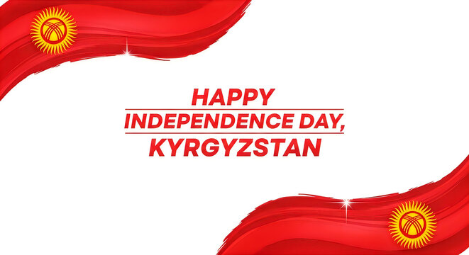 Happy independence day kyrgyzstan banner isolated on white background