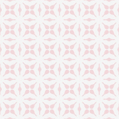 Fototapeta premium Seamless pink geometric pattern with floral motifs on white background