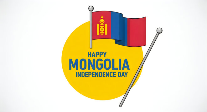 Happy mongolia independence day greeting card design with mongolian flag