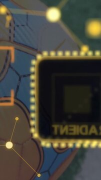 Vertical video: On cue badge sliding, nodes pulsing, connectors aligning to highlight soccer ball