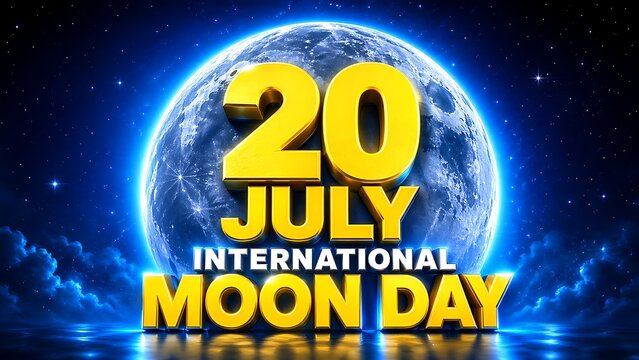 A glowing moon in the night sky celebrates International Moon Day