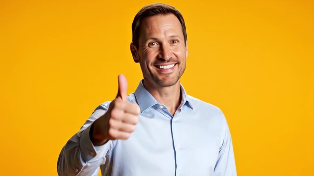 Man Giving Thumbs Up Sign of Approval.