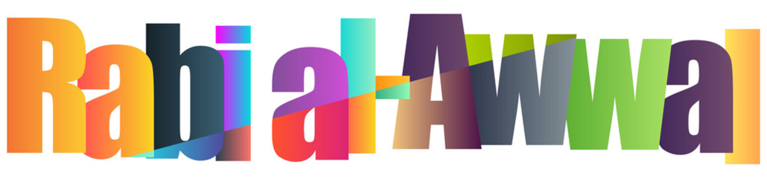 Colorful Gradient Text Design Featuring arabic month e Rabi Al Awwal Name
