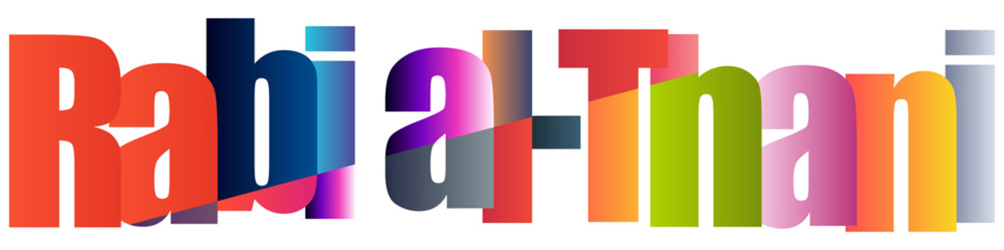 Colorful Gradient Text Design Featuring arabic month name Rabi Al Tani Style Typography