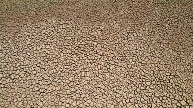 Wide Perspective of Dry Cracked Land Surface Representing Severe Environmental Drought