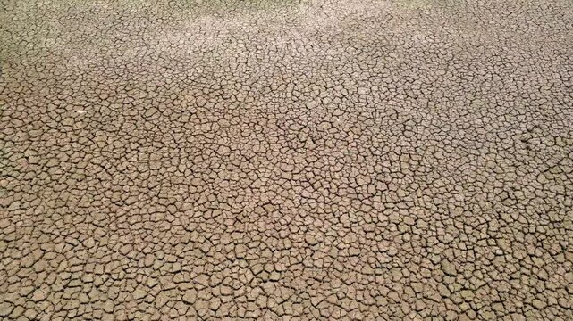 Dehydrated Soil Pattern During Severe Heatwave. Dry Arid Earth Texture Representing Climate Crisis.
