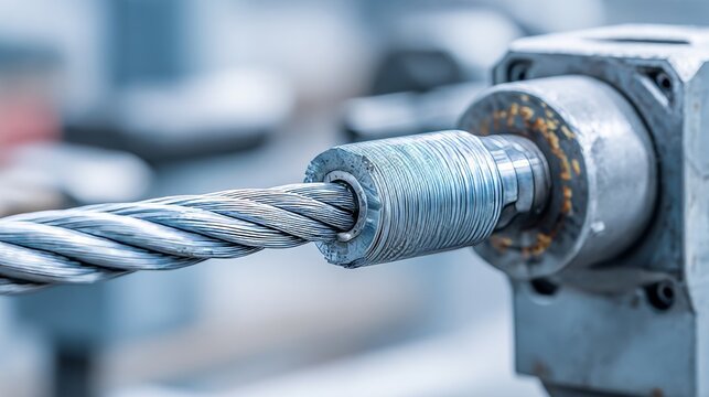 Steel wire rope embedded into a metallic industrial component for structural connection
