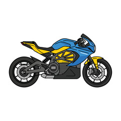 Obraz premium Modern sports motorcycle with blue and yellow design