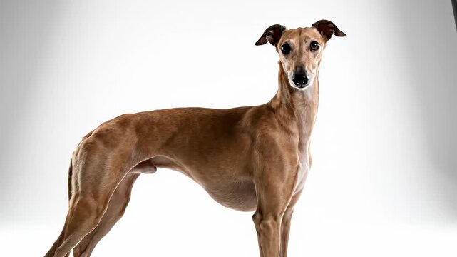 Elegant Greyhound Dog Posing in Studio Portrait.