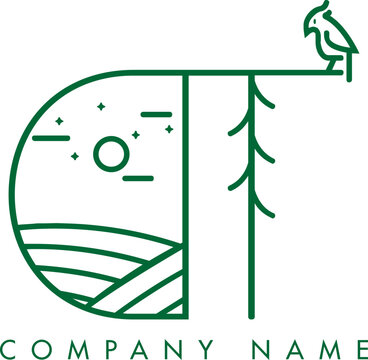 Minimalistic Abstract Initial Letter DT Nature Outdoor Line Art Logo Design