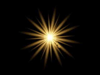Fototapeta premium Golden starburst, shining light burst, radiant vector icon, glowing effect element