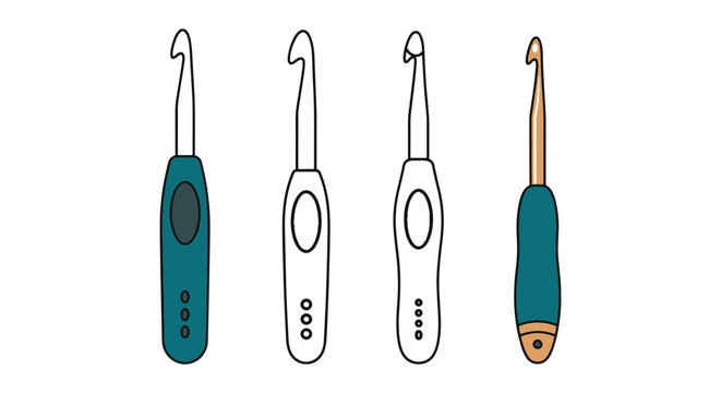 Tunisian Crochet Hook Line art abstract minimal color vector