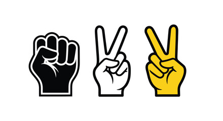 Obraz premium A trio of hand gestures a clenched fist a peace sign and a victory hand illustrated in distinct styles