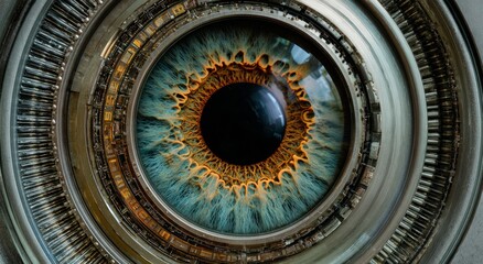 Fototapeta premium Close-up of a futuristic mechanical eye