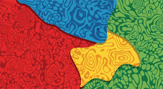 A colorful abstract image with four sections