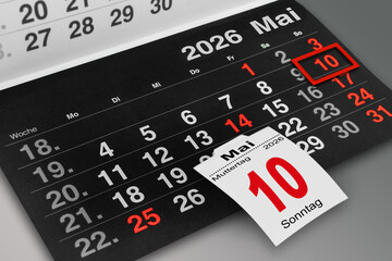 Obraz premium Deutscher Kalender 10. Mai 2026 Muttertag