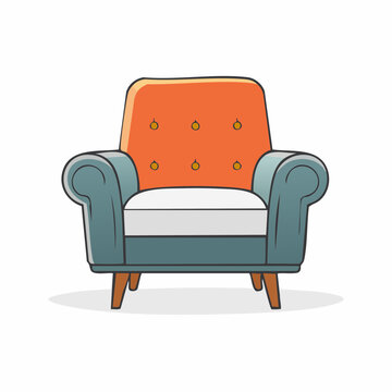 Comfortable Armchair with Orange and Teal Upholstery