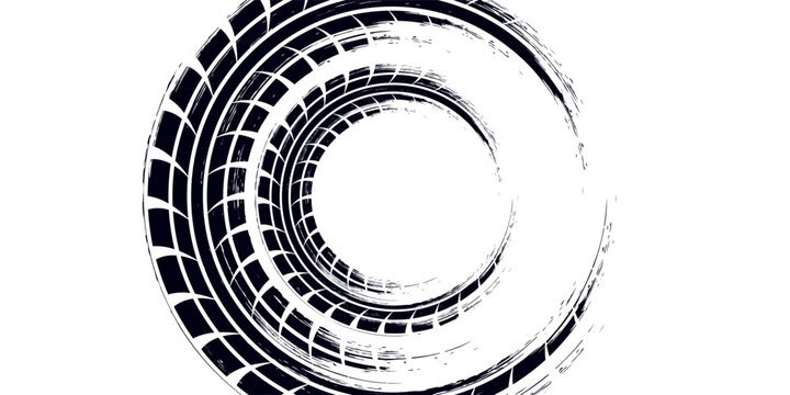 Black and blue tire track vector illustration car, motorcycle, and truck tire marks vehicle wheel trails with grunge effect for graphic design
