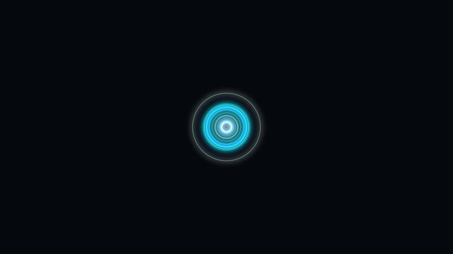 Modern glowing blue green concentric circles expanding and retracting creating a powerful shockwave animation