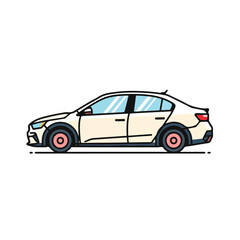 Fototapeta premium Beige Sedan Car Side View Illustration on White Background