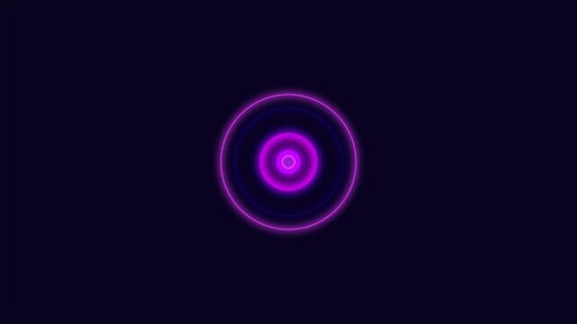 Modern abstract concentric neon glowing circles expanding contracting creating futuristic shockwave motion