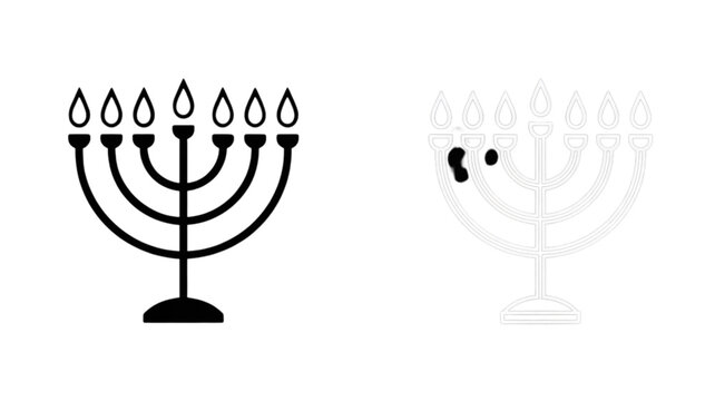 Illustration of lit menorah and hanukkah dreidel with stars Vector