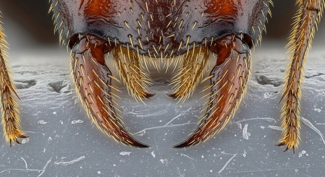 Extreme Macro CloseUp of an Ants Mandibles and Legs.