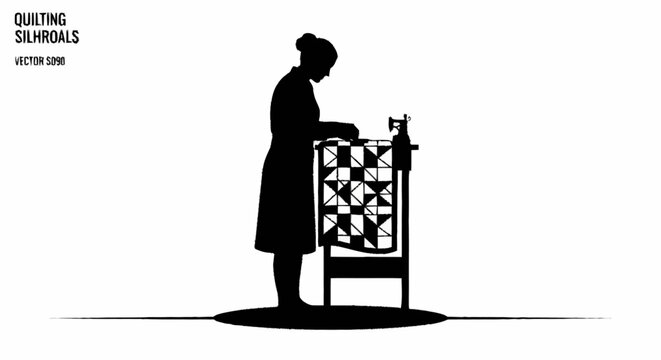 A woman quilting on a sewing machine in a peaceful setting