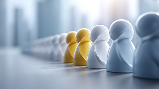 A creative arrangement of figurines representing teamwork and diversity in business.