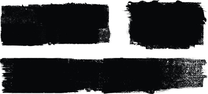 Grunge Paint stripe . Vector brush Stroke . Distressed banner . Black isolated paintbrush collection . Modern Textured shape . Dry border in Black
