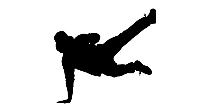 Man Doing Breakdancing Move Silhouette.