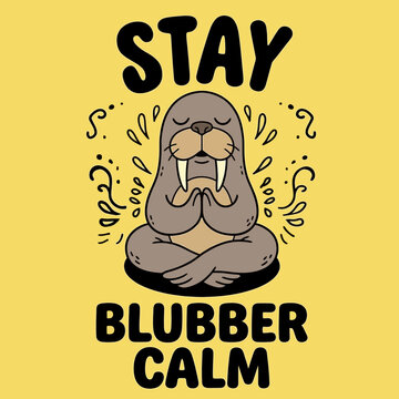 Cartoon walrus with crossed arms sitting.