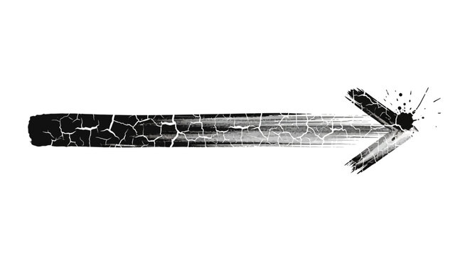 Cracked black and white paintbrush arrow.
