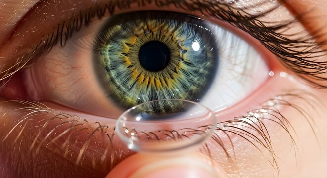 Inserting Contact Lens into Eye