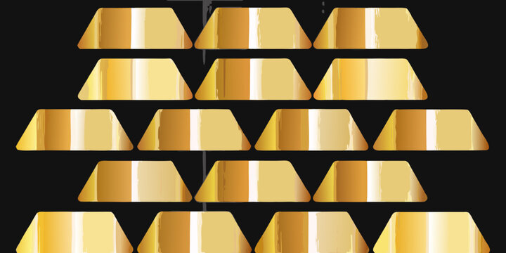 A repeating pattern of golden trapezoid shaped ingots on a black background