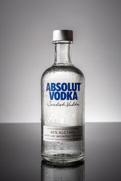 Bottle of Swedish vodka on black background	
