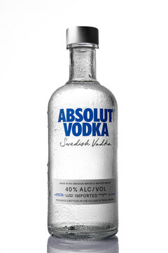 Bottle of Swedish vodka on white background