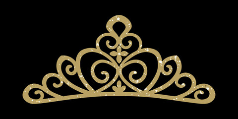 Elegant golden tiara illustration against a solid black background © Uttam
